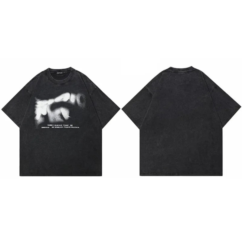 Hip Hop Streetwear 2024 T-Shirt Oversized Men Vintage Blurry