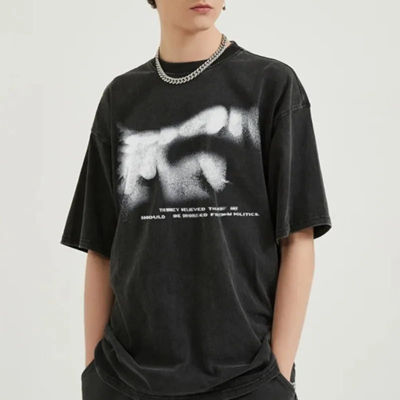 Hip Hop Streetwear 2024 T-Shirt Oversized Men Vintage Blurry