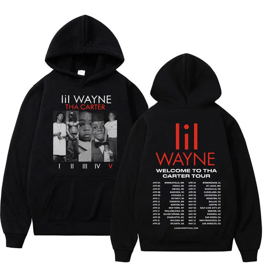 Rapper Lil Wayne Double Sided Print Hoodie Men Women Trend Hip Hop Rap Sweatshirts Fashion Vintage Oversized Pullover Streetwear