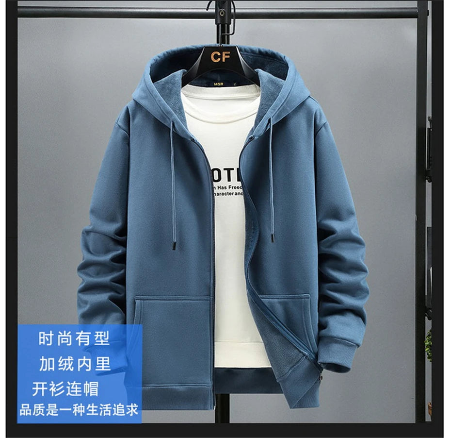 Big Size Hoodie Men Autumn Winter Fleece Hoodies