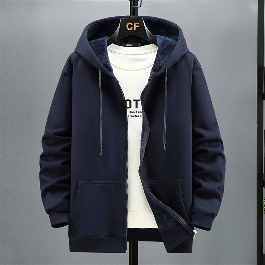 Big Size Hoodie Men Autumn Winter Fleece Hoodies