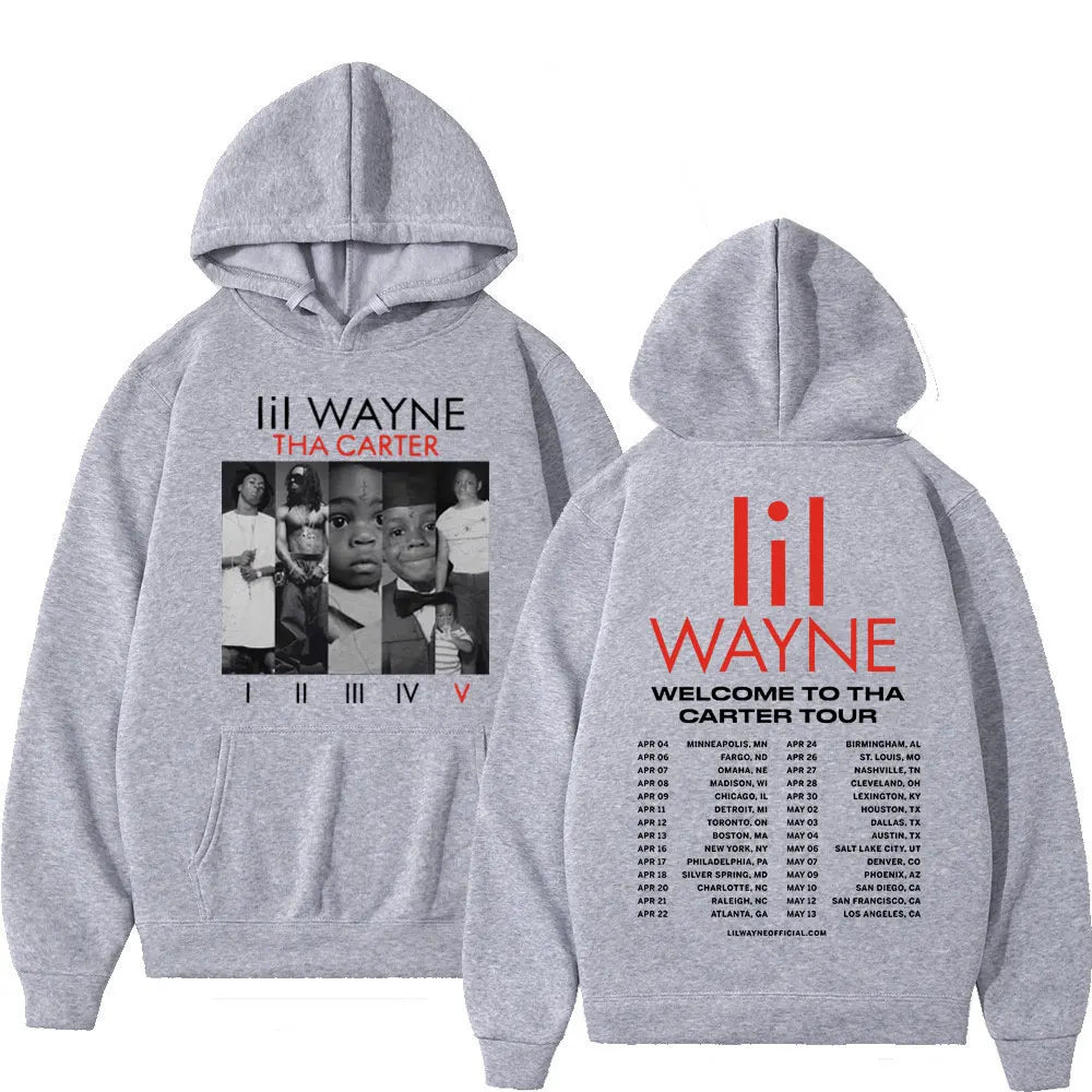 Rapper Lil Wayne Double Sided Print Hoodie Men Women Trend Hip Hop Rap Sweatshirts Fashion Vintage Oversized Pullover Streetwear